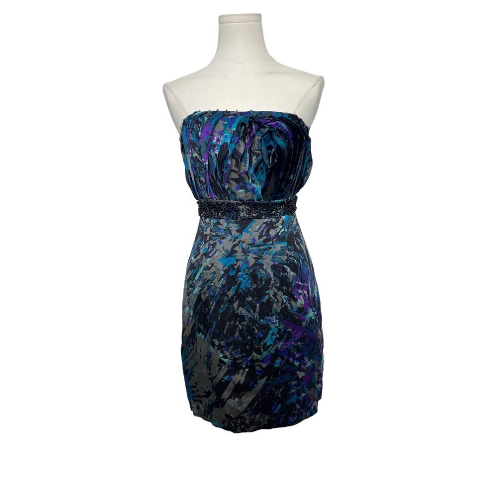 BCBGGeneration Strapless Abstract Print Dress Multicolor Size 0
